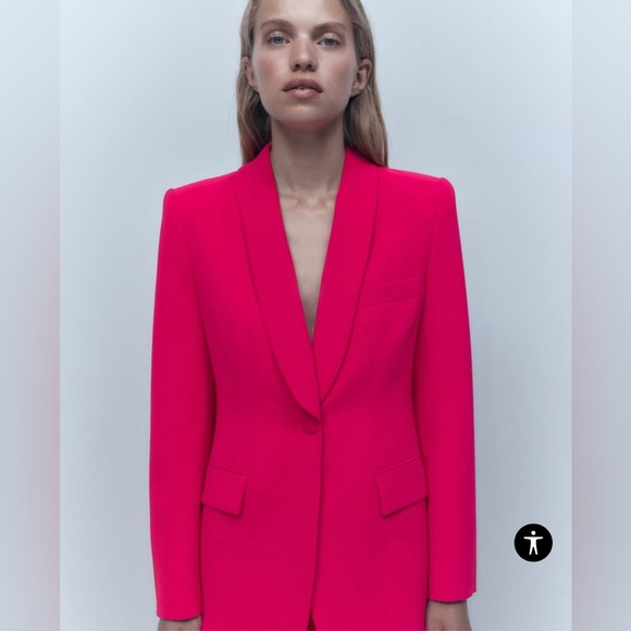 Zara NWT Pink Blazer with Tuxedo Collar